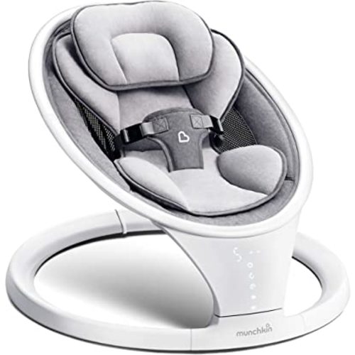 Munchkin Baby Swing, Portable and Lightweight, Bluetooth Enabled with Natural Sway in 5 Ranges of Motion, Grey/White