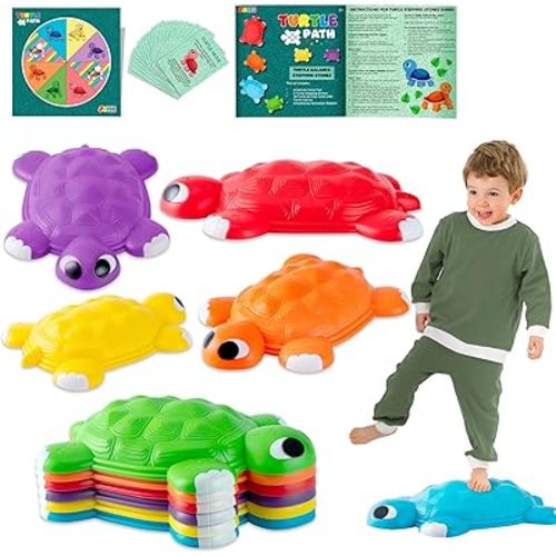 JOYIN Turtle Balance Stepping Stones, 6 Pcs Kids Turtle Jumping Stones Steps Stones Up to 265 Ibs, Toddler Obstacle Course Coordination Game Toys for Ages 3 Years and UP Indoor or Outdoor Play