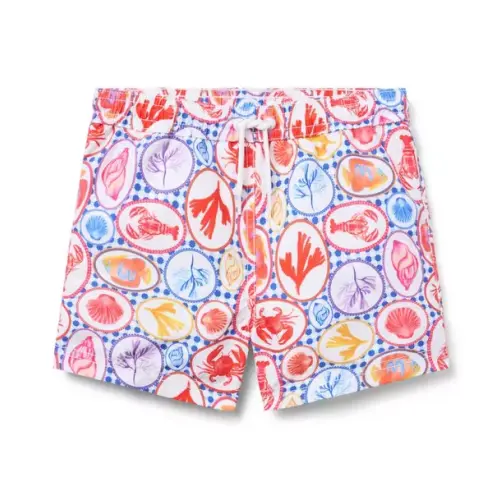 Boy White Ocean Icon Recycled Ocean Icon Swim Trunk by Janie and Jack