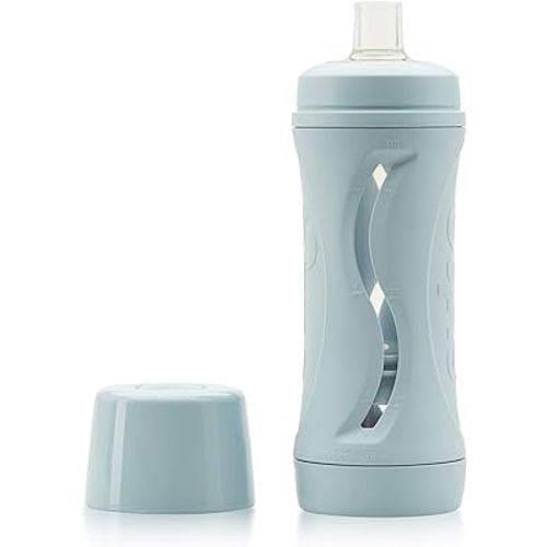 Subo Baby Food Bottle | No Mess Baby Toddler Self Feeder | Squeeze Free Design for Purees, Smoothies, Yogurt, Oatmeal, or Thickened Liquids | Reusable Silicone Washable Cup (Duck Egg Blue)
