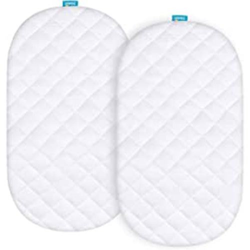 Waterproof Bassinet Mattress Pad Cover Compatible with SNOO Smart Sleeper and Simmons Kids by The Bed Twin City Sleeper Bassinet, 2 Pack, Ultra Soft Viscose Made from Bamboo Terry Surface