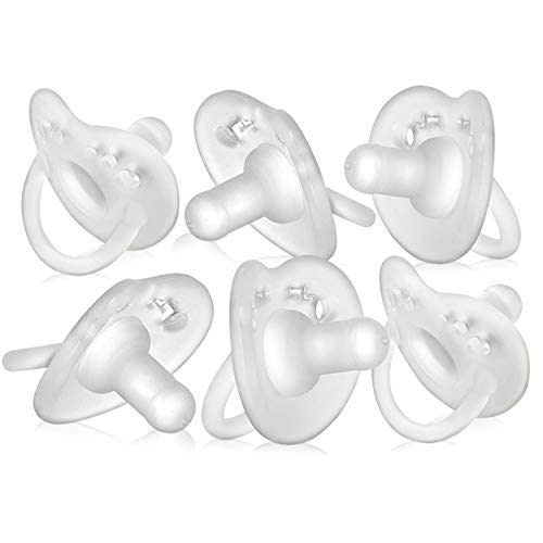 Evenflo Feeding Balance Plus Stage 1 Cylindrical Baby, Newborn and Infant Pacifier - Developed with Pediatric Feeding Specialists - 0 to 6 Months - Clear - (Pack of 6)