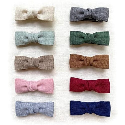 Baby Girls Tiny Hair Bow Clips, 10pcs Boutique Fully Lined Hair Pins Mini Baby Barrettes Accessories for Infants Toddlers Fine Hair by Cherssy