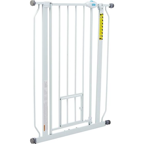 Carlson Extra Tall Walk Through Pet Gate with Small Pet Door, Includes 4-Inch Extension Kit, 4 Pack Pressure Mount Kit and 4 Pack Wall Mount Kit, 36 x 36.5, White