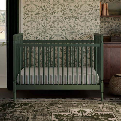 Namesake Liberty Solid Wood 3-in-1 Convertible Baby Crib, Transition Furniture in Forest Green