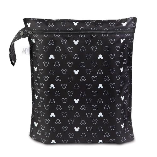 Bumkins Disney Waterproof Wet Bag for Baby, Travel, Swim Suit, Cloth Diapers, Pump Parts, Pool, Beach, Gym Clothes, Toiletry, Hook to Stroller, Daycare, Zip Reusable Wetdry Packing, Mickey Mouse Icon