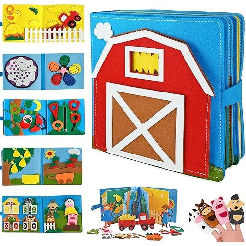 Montessori Busy Book for Toddlers 3+, 3D Felt Quiet Book for Baby, Autism Sensory Book, Develops Fine Motor Skills Preschool Learning Activities Educational Sensory Toy Travel Toys for Kids Gift