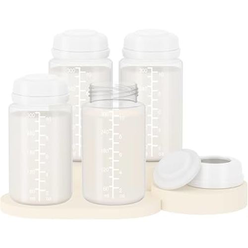 4PC 10oz/300ml Breast Milk Storage Bottles Compatible with Momcozy 22oz Cooler, Pumping Bottles Fit for SpectraS1 S2 9 Plus, Motif Luna, and Most Wide-Mouth Flange