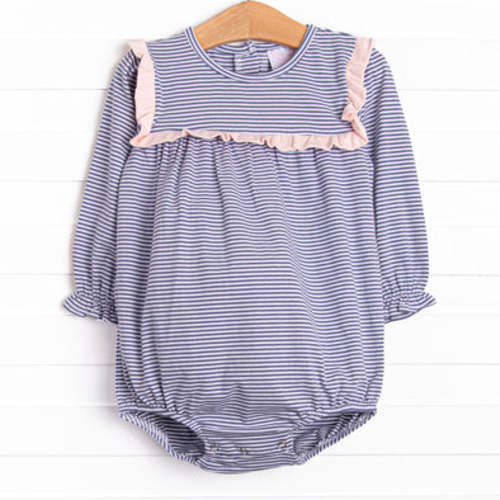 Bonnie Long Sleeve Bubble, Slate Blue Stripe – Stitchy Fish