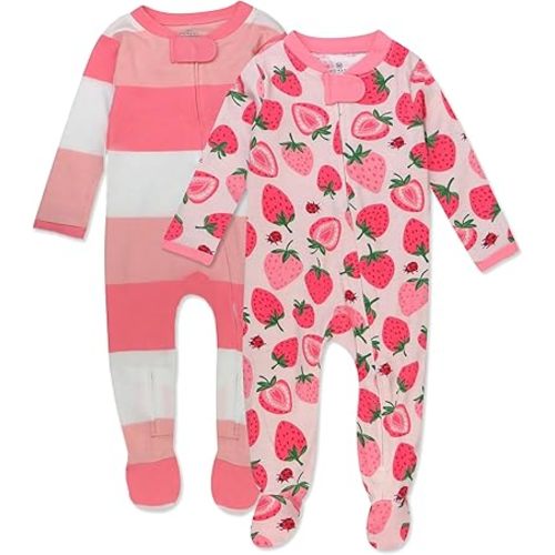 HonestBaby Baby Girls' Sleep N' Play One-Piece Zip-Front Footed Pajamas