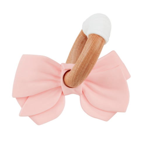 Pink Bow Silicone Ring Teether