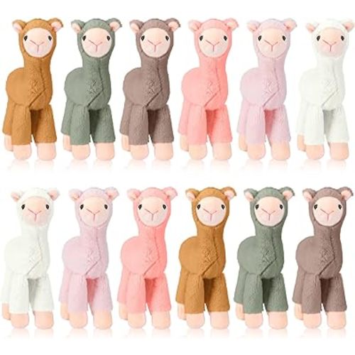 12 Pcs Mini Llama Stuffed Animals 7.87 Inch Alpaca Plush Dolls Cute Keychain Plush Llama Party Favors for Boys and Girls Birthday Party Supplies Baby Shower Bag Fillers Gift