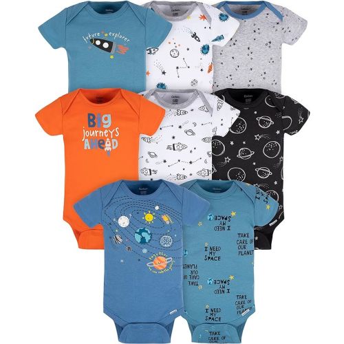 Gerber baby-boys 8-pack Short Sleeve Onesies Bodysuits - 3-6 Months - Space
