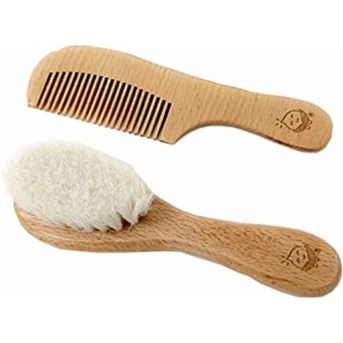 green sprouts Baby Brush & Comb Set | Gently grooms baby's hair | Made of natural wood and bristles