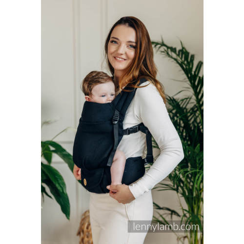My First Baby Carrier - LennyLight, Standard Size, herringbone weave 100% cotton - LITTLE HERRINGBONE EBONY BLACK
