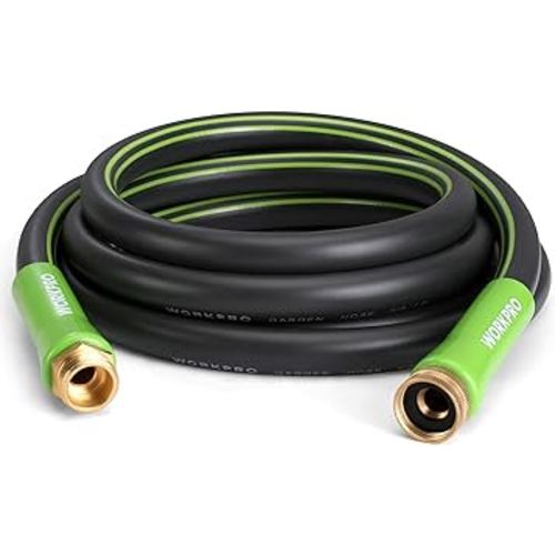 WORKPRO Garden Hose 5/8 IN x 10 FT, Durable, Flexible, Lightweight Hybrid Water Hose with 360° Rotation Handle, 3/4" GHT Solid Brass Fittings, for Outdoor, Lawn, Garden & Yard, Car Wash