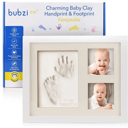 Bubzi Co Baby Footprint Kit, Baby Foot and Hand Print Kit, Baby Keepsake Frame, Nursery Pictures Frames, Hand Print Mold Kit, New Mom Gifts, Baby Newborn Essentials Must Haves, Baby Shower Gifts