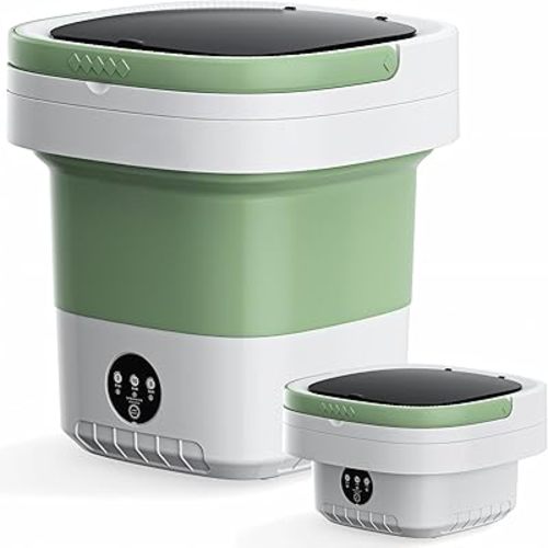16L Foldable Portable Washing Machine, 45dB Ultra Quiet 3 Speed Mini Laundry Washer, No Installation Compact Underwear Clothes Washer for Travel RV Dorm Apartment Camping Home, Green