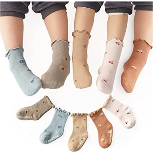 Baby Girl Socks Toddler Frilly Ruffle Socks Infant Newborn Neutral Socks Non Skid Anti Slip with Grips