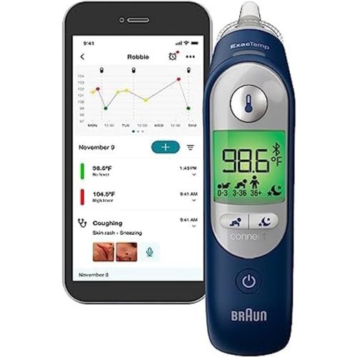 Braun ThermoScan 7+ Connect Digital Ear Thermometer - Family Care App Compatible, Age Precision Technology, Color-Coded Digital Display, No. 1 Brand Recommended by Pediatricians, FSA and HSA Eligible