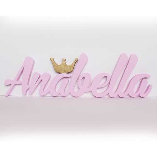 Girl Name Sign with Princess Crown for Nursery Wall Decor or Birthday Name Plaque, DIY Toy Box