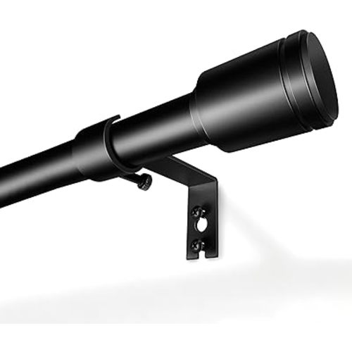 5/8” Diameter Curtain Rods 30-90 Inch, for 30-84 Inch Windows, Adjustable Splicing Black Curtain Rods for Windows with Brackets, Window Rod Long Small Curtains Rod