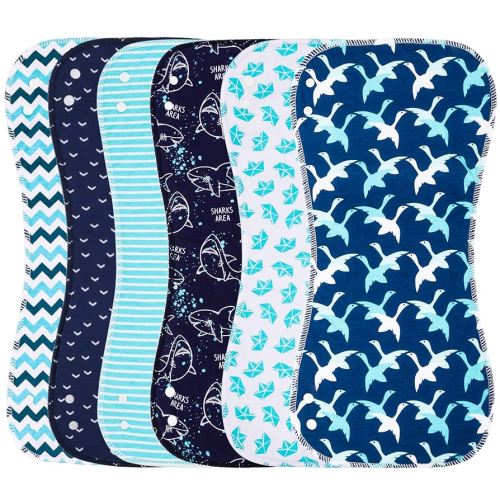 Baby Burp Cloths & Baby Bibs 2-in-1 Design Large Size 3 Layers Thicken 100% Cotton Super Absorbent and Soft Baby Spit Up Burping Rags Baby Burp Cloth Set for Boys 6 Pack