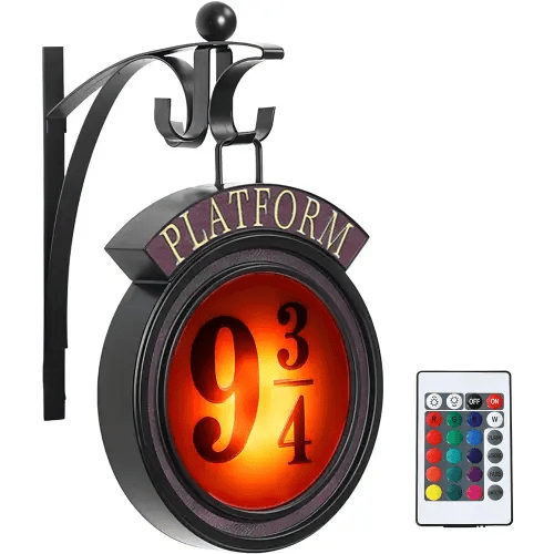 16 Colour Vintage Platform 9 3/4 Night Light, Hanging Platform 9 ¾ Night Light with Remote Control, Home Decor 9 ¾ Sign Lights Decoration, Gift for Family and Friends (Adjustable Brightness)