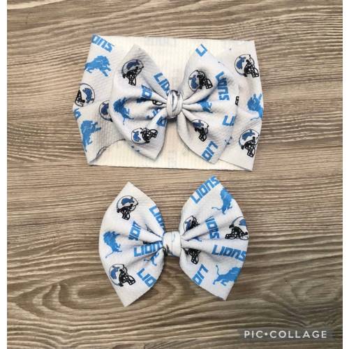 Detroit Lions Baby Headwrap- Football Bow