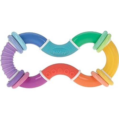 Nuby Twist-a-Ring Rattle Teether Toy for Babies - Toy for Baby Teething Relief - 6+ Months