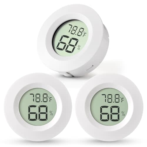 Atogou 3-Pack Mini Hygrometer & Thermometer, Indoor Outdoor Digital Humidity Meter Gauge Temperature, ℉/℃, for Home, Office, Reptile, Car, Greenhouse, Lab, Terrarium, Cellar.. A01 White