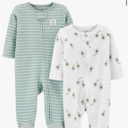 Simple Joys by Carter's Baby 2-Way Zip Thermal Footed Sleep and Play, Pack of 2