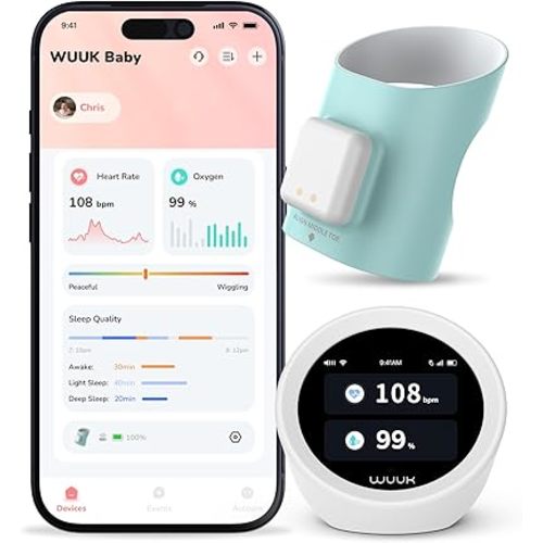 Smart Sock with Base Station, Real-Time Heart Rate & Sleep Tracking, 7-Day Battery Life, 2.4/5 GHz Wi-Fi, No Monthly Fee, 3 Sizes Socks Included