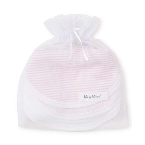 Pink Stripe 3 Pack Bib Set w/ Tulle Bag