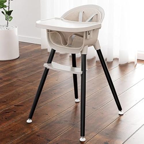 Convertible Wooden High Charis for Babies and Toddlers, Easy Clean Baby Chair for Eating, 3 in 1 Infant Highchair with Footrest