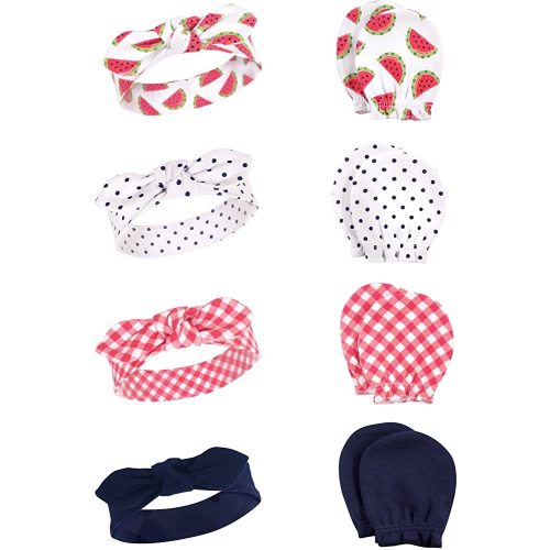 Hudson Baby Girls' Cotton Headband and Scratch Mitten Set