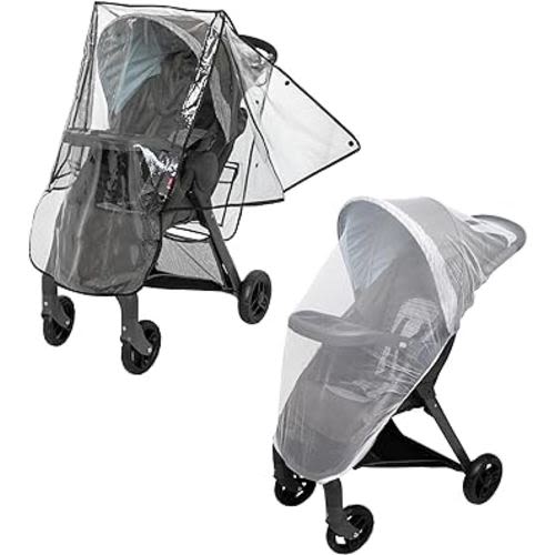 Nuby Eco Baby Stroller Weather Shield and Bug Netting Set - Stroller Rain Cover and Mosquito Net for Babies and Toddlers - Fits Most Strollers and Carriers