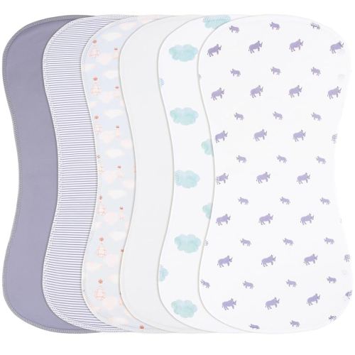 Baby Burp Cloths Large Size 3-Layers Thicken 100% Cotton Super Absorbent and Soft Baby Spit Up Burping Rags Baby Burp Cloth Set for Girls 6 Pack