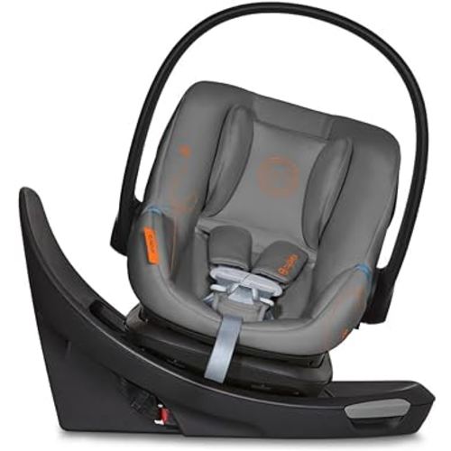 Cybex Aton G Swivel Infant Car Seat with 180-Degree Rotate, Linear Side-Impact Protection, 11-Position Headrest, SensorSafe & Safelock Base, Lava Grey