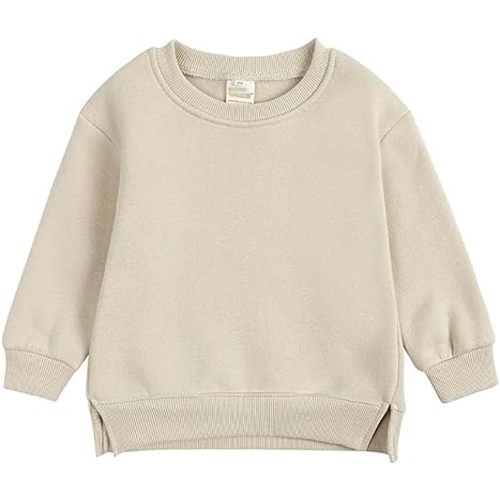Toddler Baby Boy Girl Fleece Pullover Sweatshirt Solid Color Crewneck Blouse Shirt Tops Warm Fall Winter Clothes