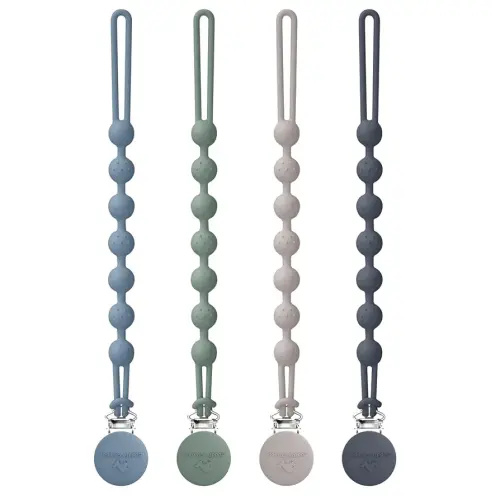 Cuddle Campus Silicone Pacifier Clip Holder with One Piece Design, Pack of 4 Soft Flexible Binky Clips with Texture for Baby Boy and Girl Set 6(0-6M)