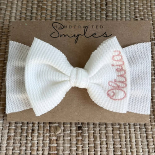 Monogram Baby Bow Headband with Name Baby Girl Headwrap for Newborn Custom (Scarlett)
