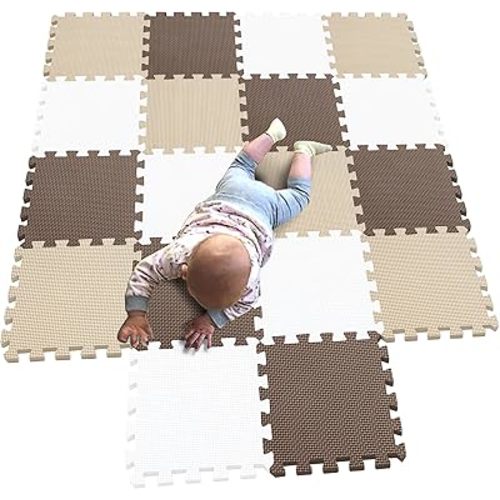 MQIAOHAM 18 pcs White-Coffee-Beige Waterproof Indoor Best Yard Thick Antiskid Cushion Safety Tile Activity Boys Protector Non Slip Exercise Safe 101106110