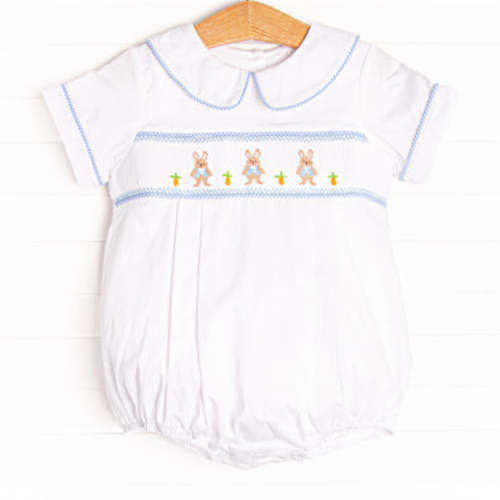 Peter Cottontail Smocked Bubble, Blue – Stitchy Fish