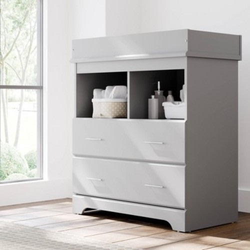 Storkcraft Brookside 2-Drawer Dresser with Changing Topper - Pebble Gray