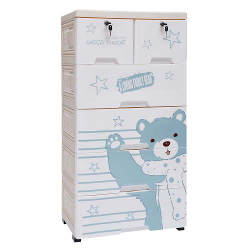 ChicHomey Plastic Dresser For Kids, PP Material, 6 Large Drawers With Lock, 30kg Load Capacity, for Baby Rooms, Playrooms, Storage and Organization