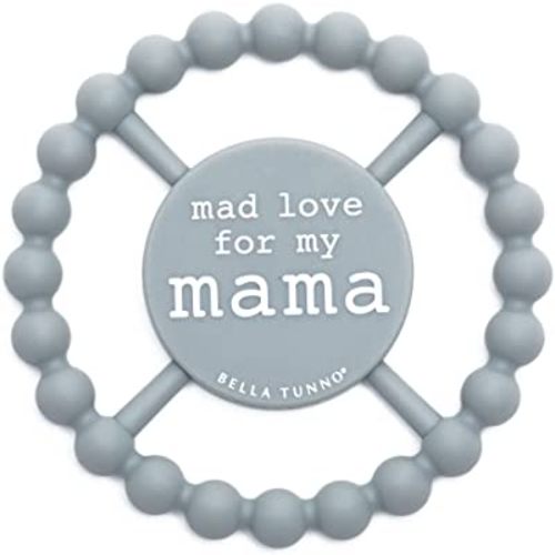 Bella Tunno Happy Teether – Soft & Easy Grip Baby Teether Toy, Silicone Teether Ring to Help Soothe Gums, Non-Toxic and BPA Free, Mad Love for Mama