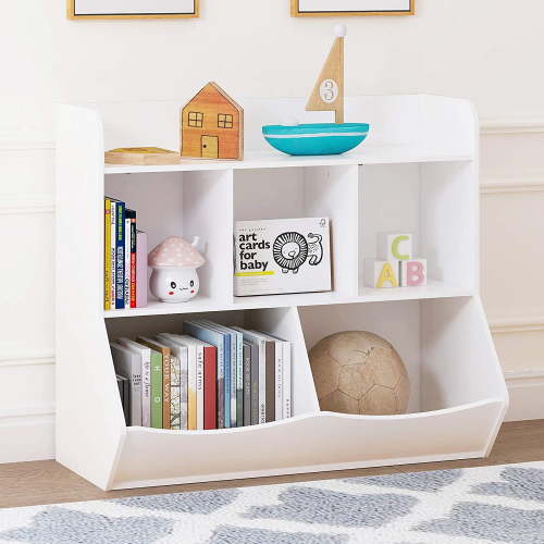 UTEX Toy Storage Organizer with Bookcase, Kids Bin Storage Unit with 8 Compartments &3 Baskets Bins, Toys Box Organizer, Kids Multi Shelf Cubby for Books,Toys