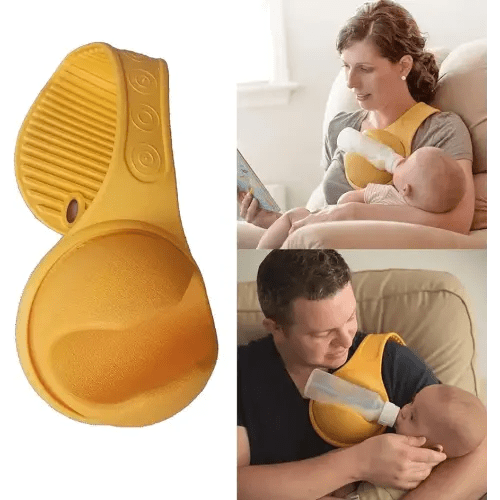 Baby Bottle Holder Hands Frees, Yellow Hands Frees Bottle Holder for Dad Anti-Shedding and Anti-Slip Suitable for Most Bottle Sizes-Frees Hand Bottle Holder