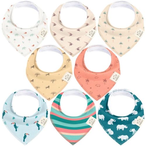 8pk Organic Baby Bandana Bibs, Baby Drool Bibs for Baby Boy, Girl, Baby Bibs for Infant, Newborn (Wildscape)